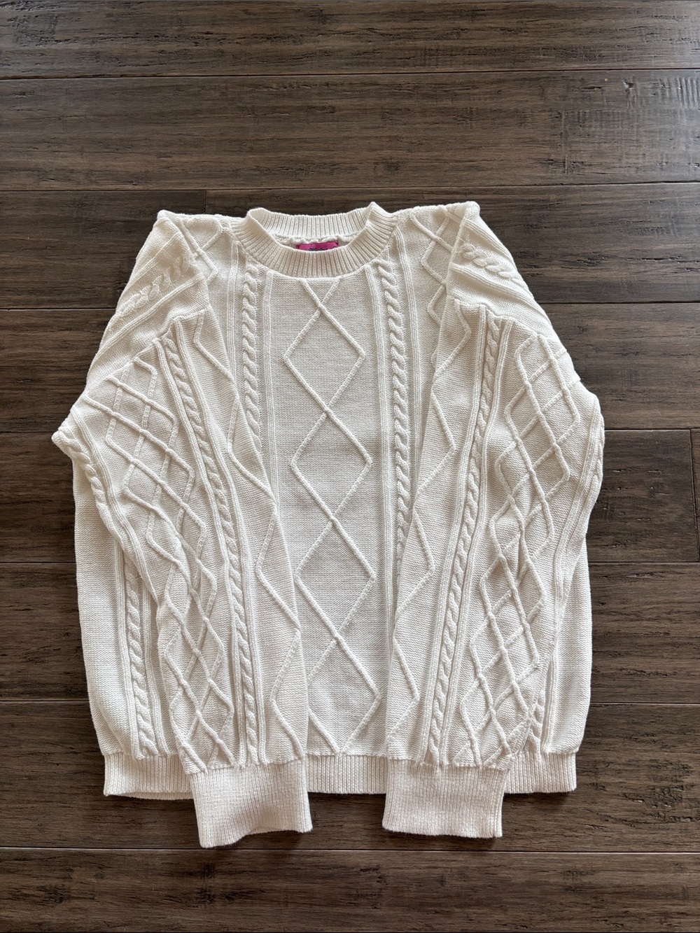 Edikted Cream Cable Knit Crewneck Sweater